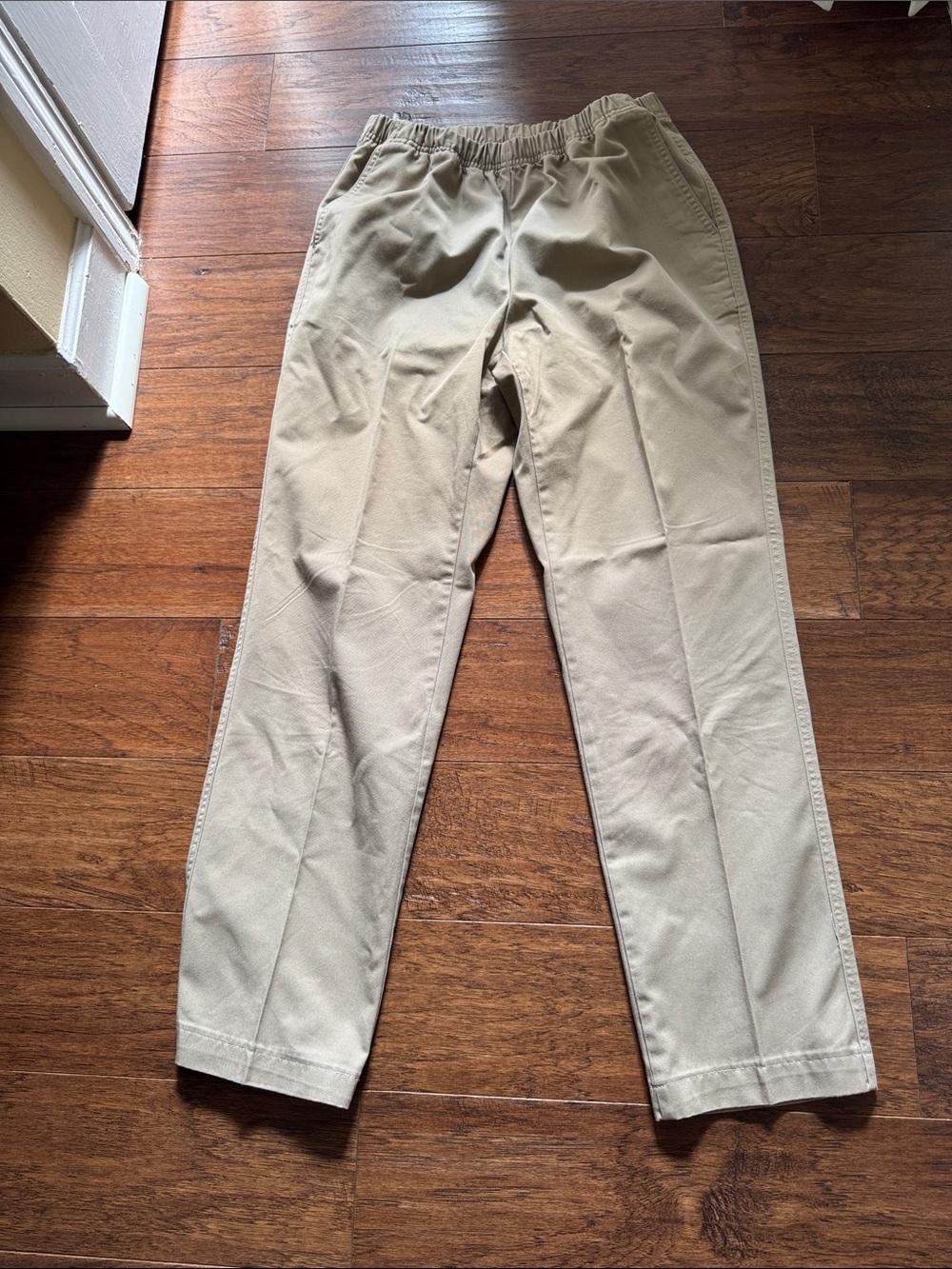 Lands' End Straight Leg Elastic Waist Women's Pants in Khaki Size 6 EUC